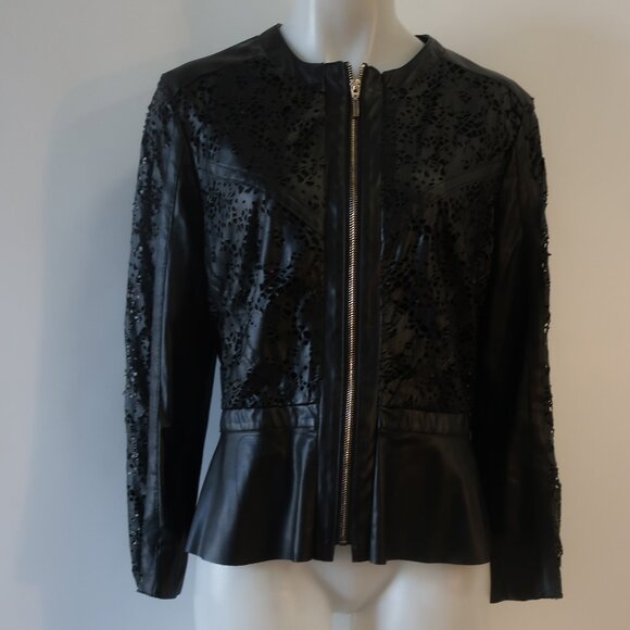 Womens Insight Black Faux Leather Cut Out Details Jacket 12 - Picture 5 of 9